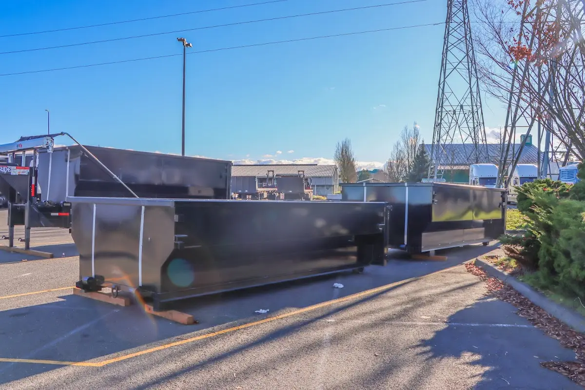 Roll-off dumpster ready for waste disposal at job site for Construction Dumpster Rental in Perry